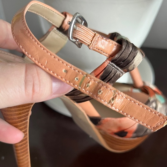 ALDO Women’s 5" High Heel Platforms size 6.5 open toe, coral fabric - Picture 9 of 12